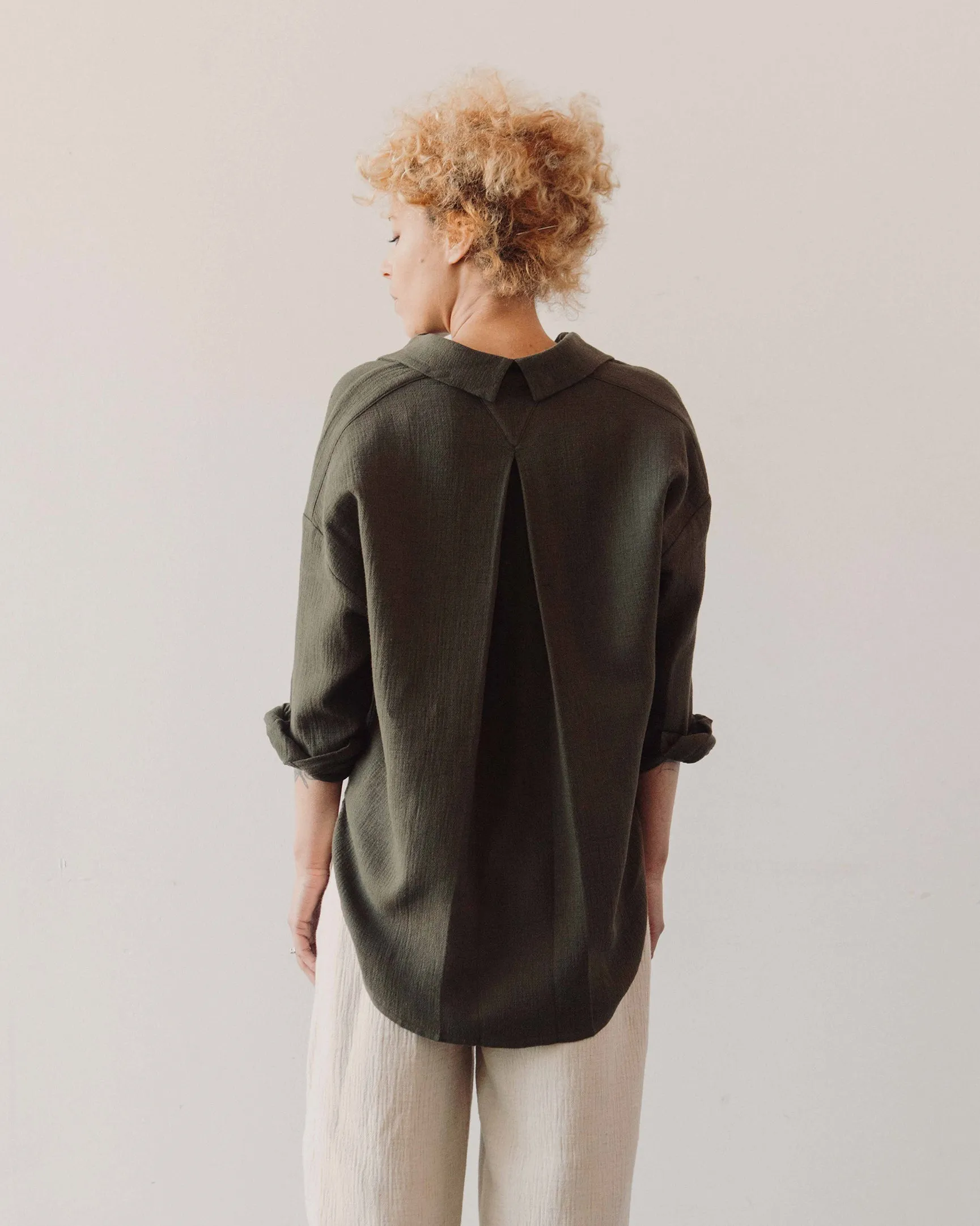 7115 Signature Gauze Dolman Shirt, Deep Moss