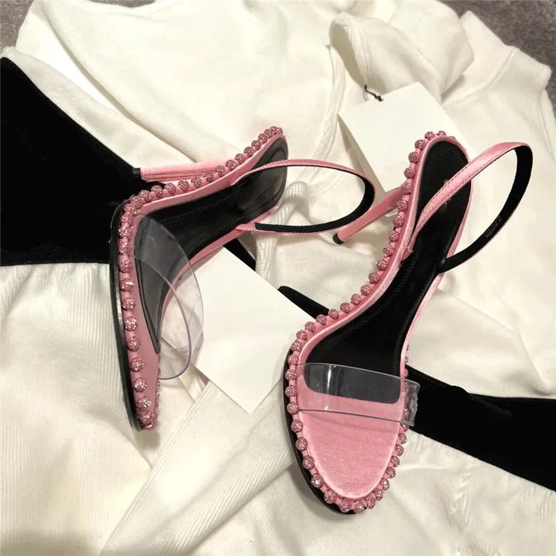 Amozae-- 2024 European And American New Ladies High-Heeled Sandals, Diamond Decoration Banquet Shoes