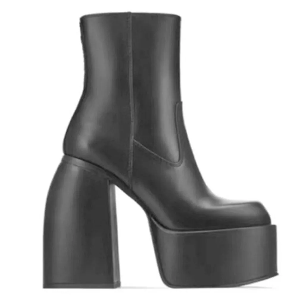 Amozae-   New Fashion Women Knee High Boots   Party Elegant Chunky Platform High Heel Great Quality Big Size 43 Walking Comfy