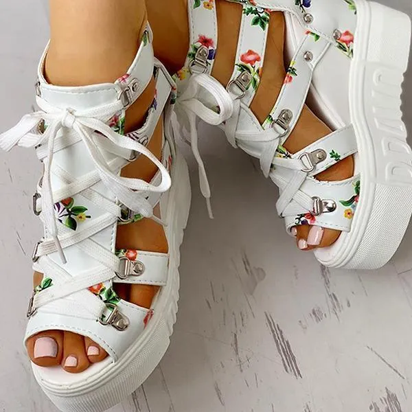 Amozae Platform Shoelaces High Sandals