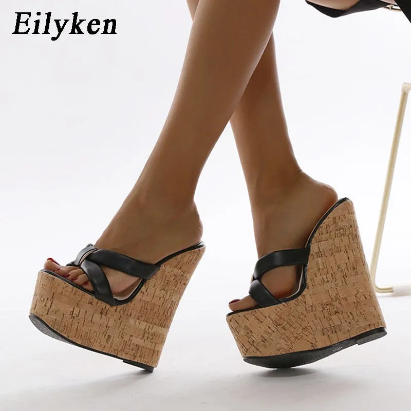 Amozae Summer Outdoor Fashion Brand Peep Toe Platform Slippers High Quality Sandals Women Wedges Heels Ladies Leisure Shoes