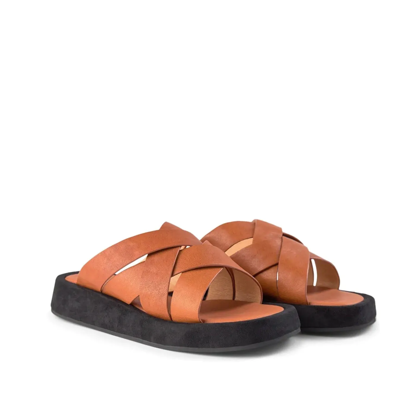 Astrid mule leather - COGNAC