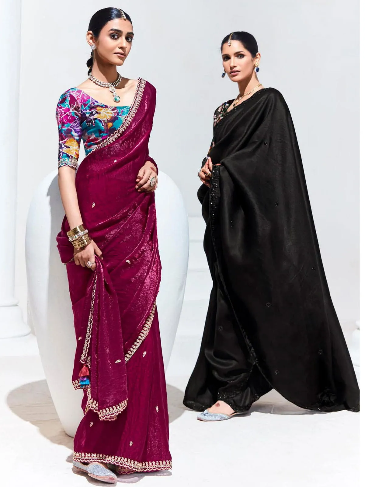 Black Color Organza Tissue Silk Saree With Blouse