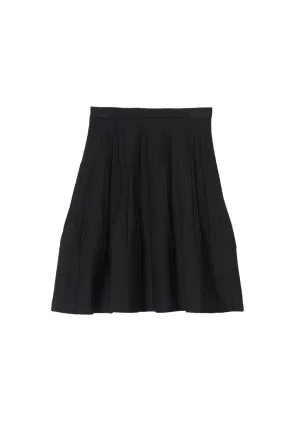 BLACK FLARED KNIT SKIRT