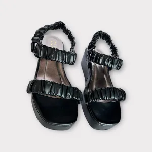 Black Ruffled Wedges