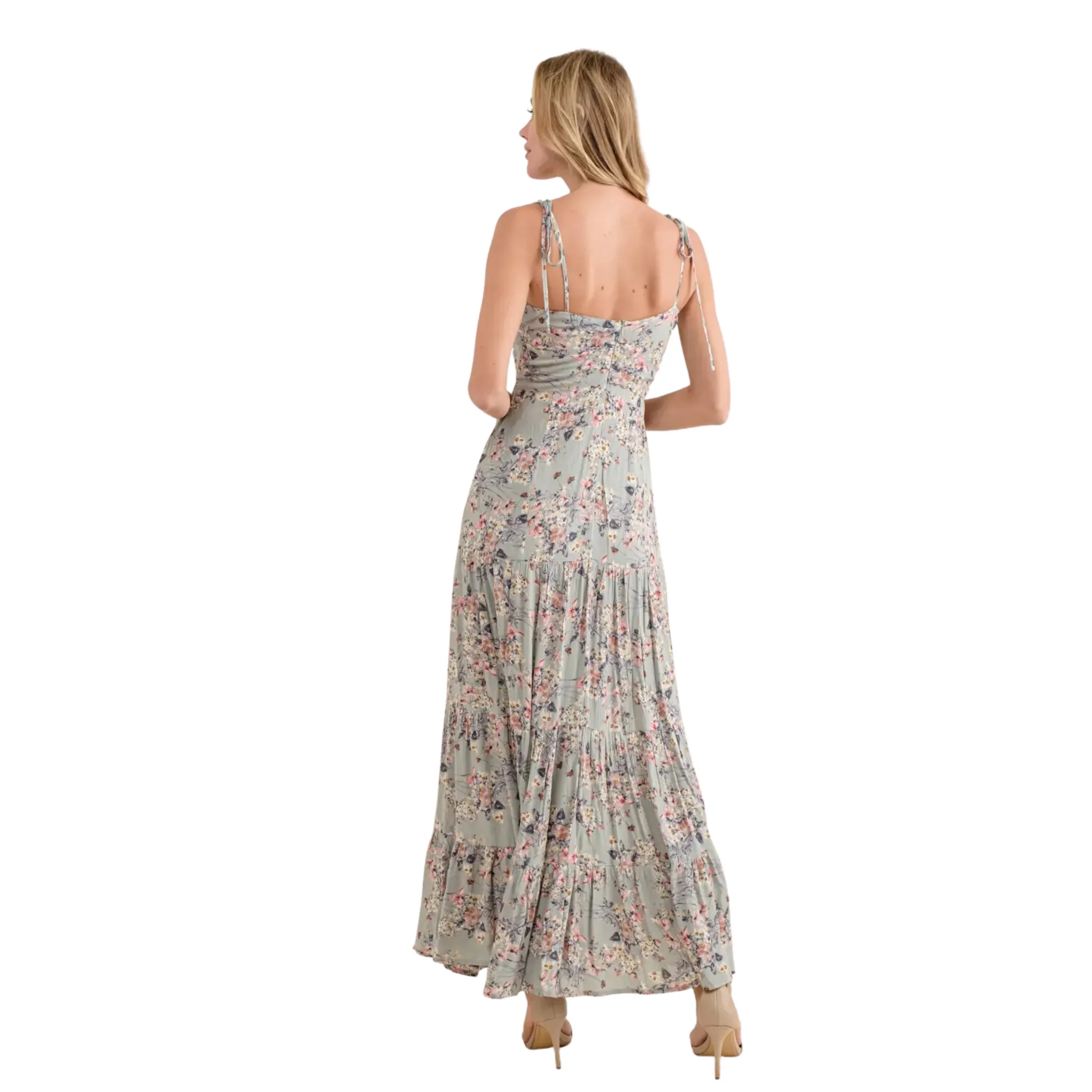 BLUE B WOMEN'S FLORAL CUT OUT TWIST TIERED MAXI DRESS - 32688D