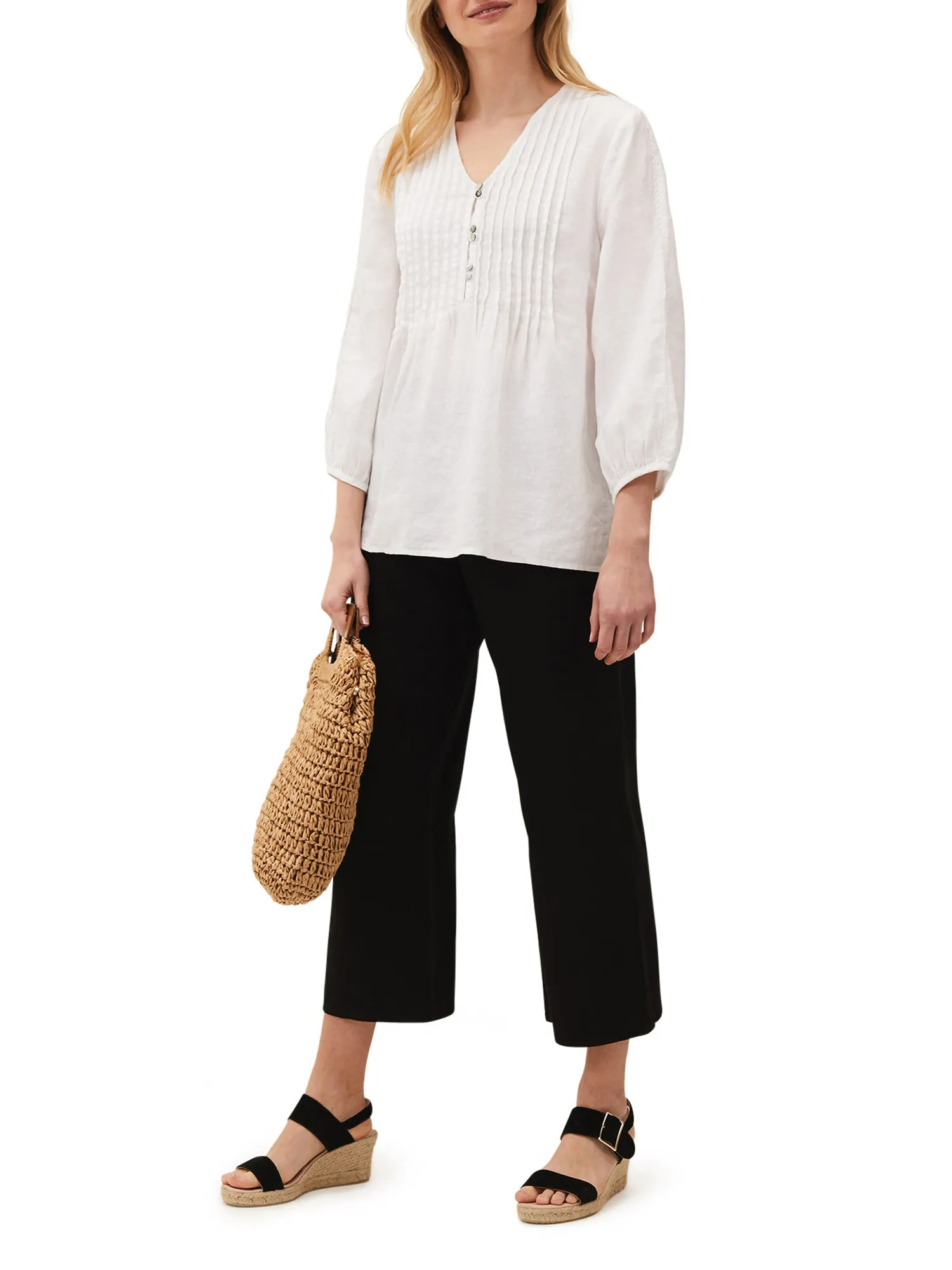 Brianne Linen Pintuck Blouse