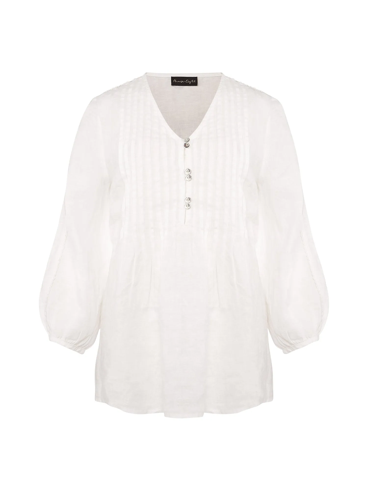 Brianne Linen Pintuck Blouse