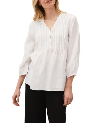 Brianne Linen Pintuck Blouse