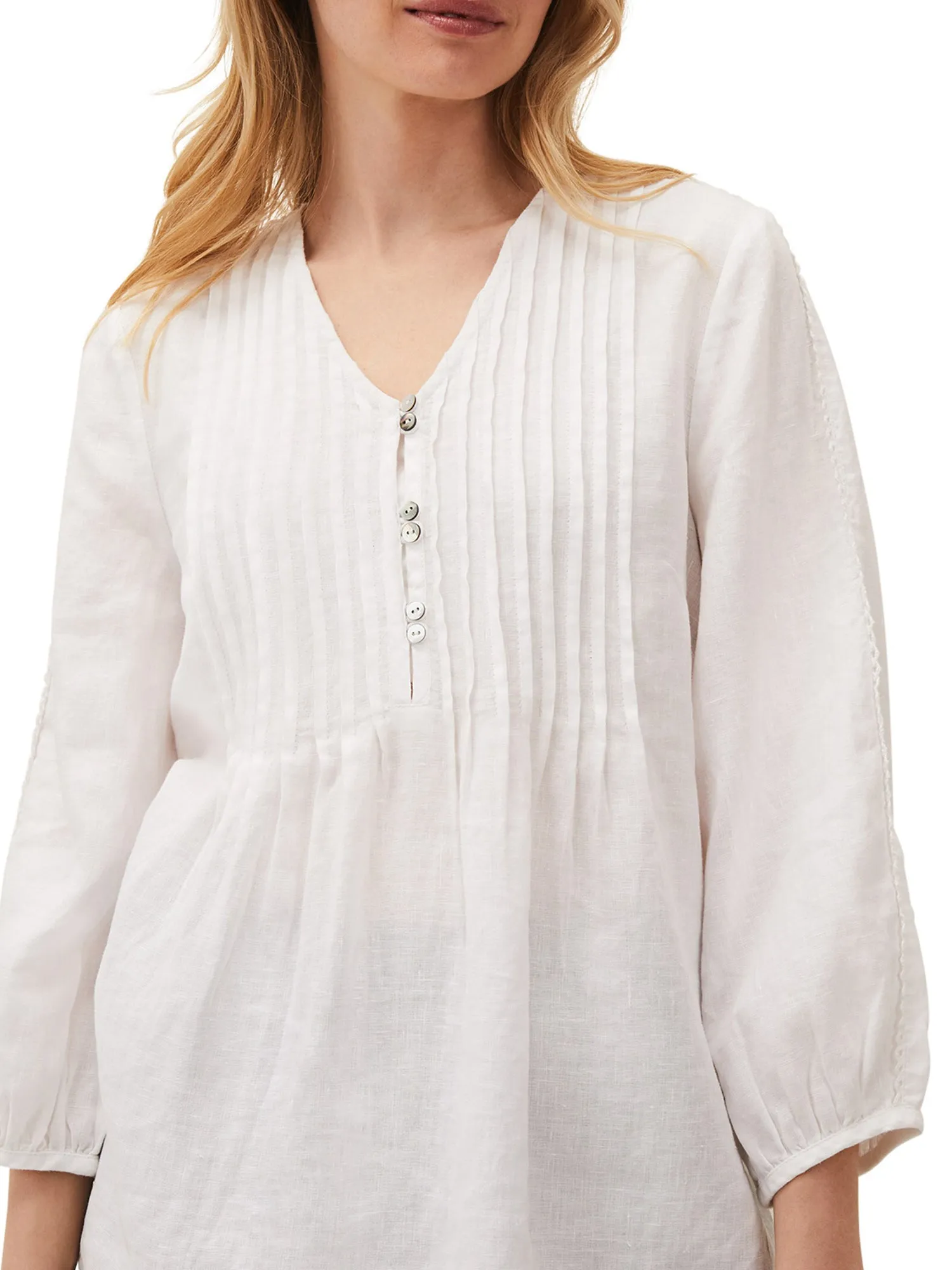 Brianne Linen Pintuck Blouse