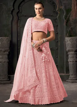 Bridal Style Pink Embroidered Designer Lehenga Choli