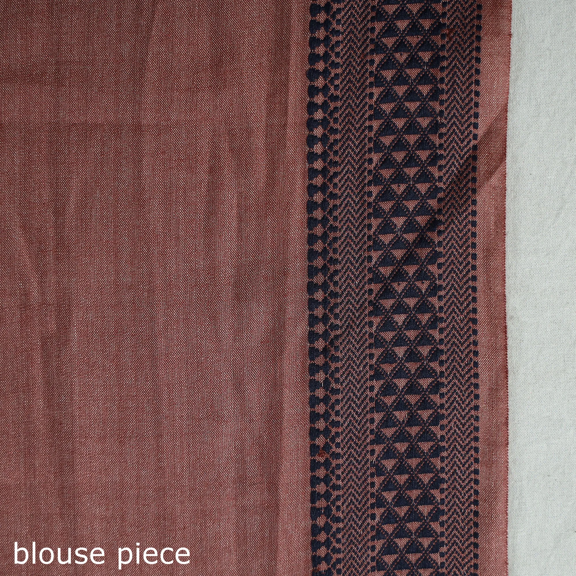 Brown - Vidarbha Bamboo Tussar Cotton Dobby Border Handloom Saree 15