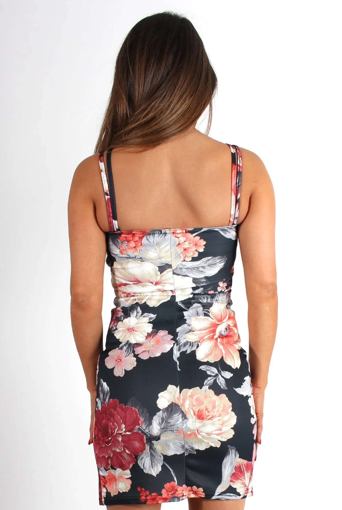 Carissa Blue Floral Bodycon Dress