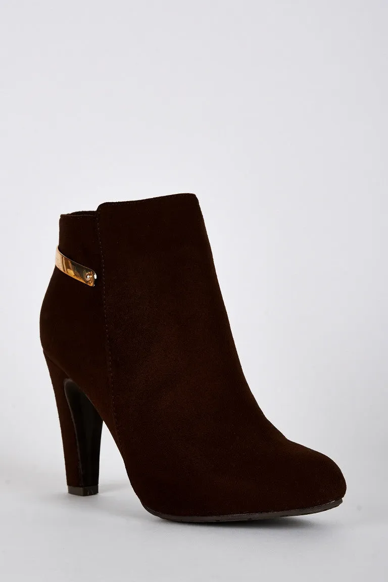 Classic Style Faux Suede Ankle Heel Boots