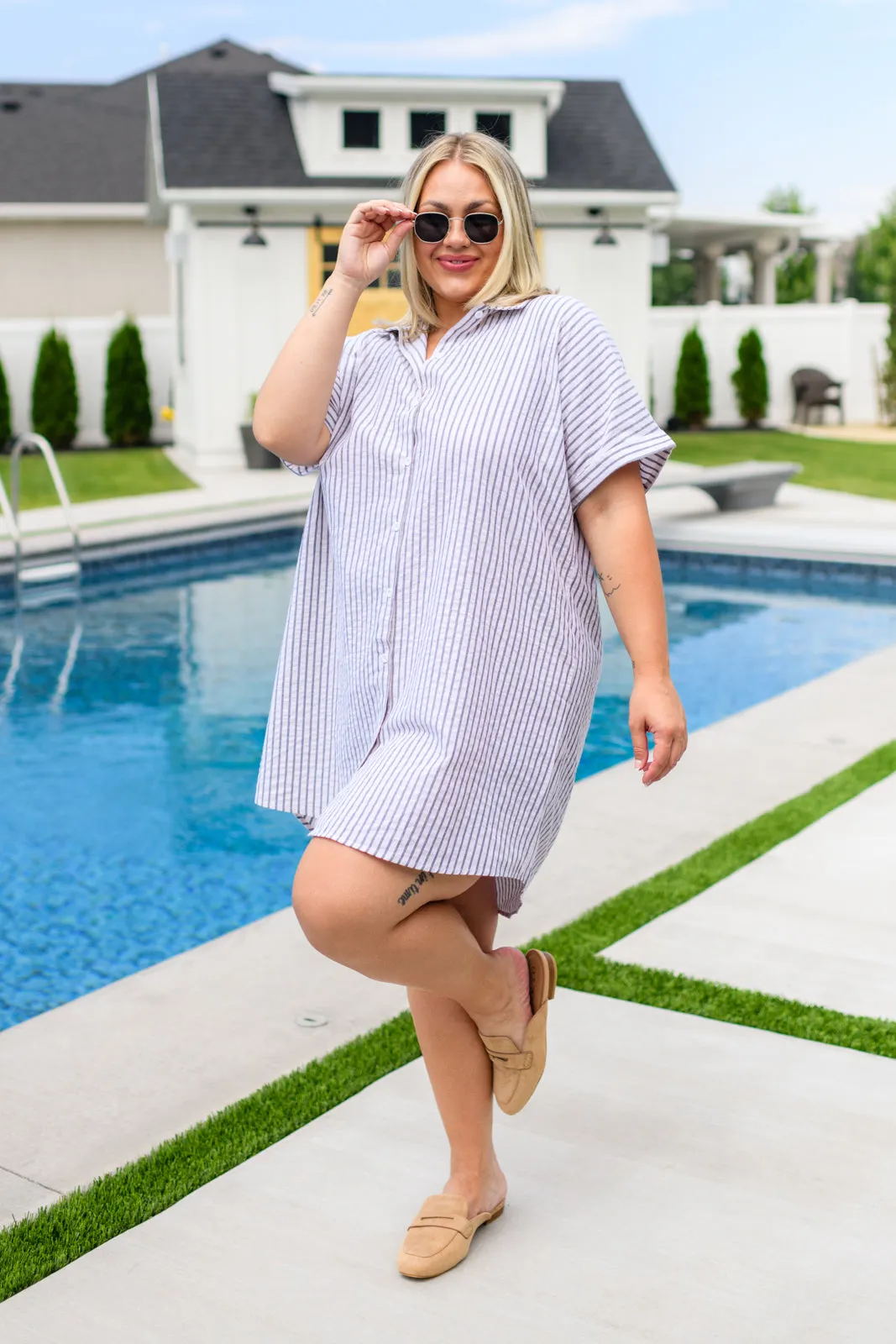 Cornelia Striped Shirt Cover Up Dress