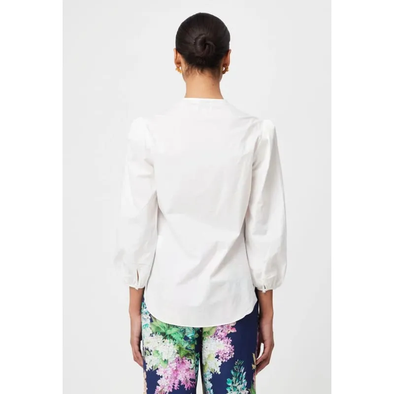 Cristina Embroidered Cotton Voile Blouse | Ivory Bay