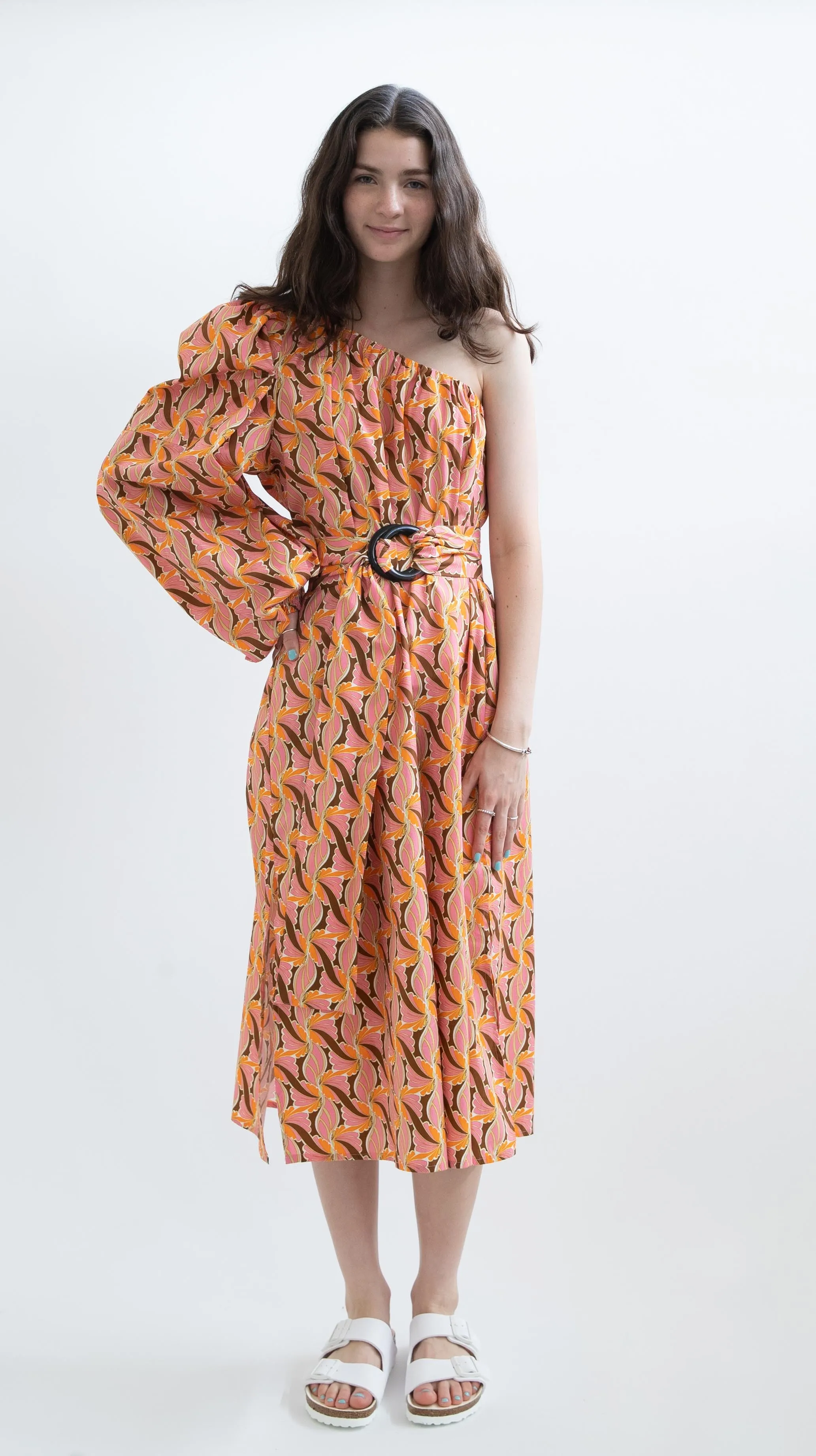 Devotion Twins kourouta Dress in Brown and Pink