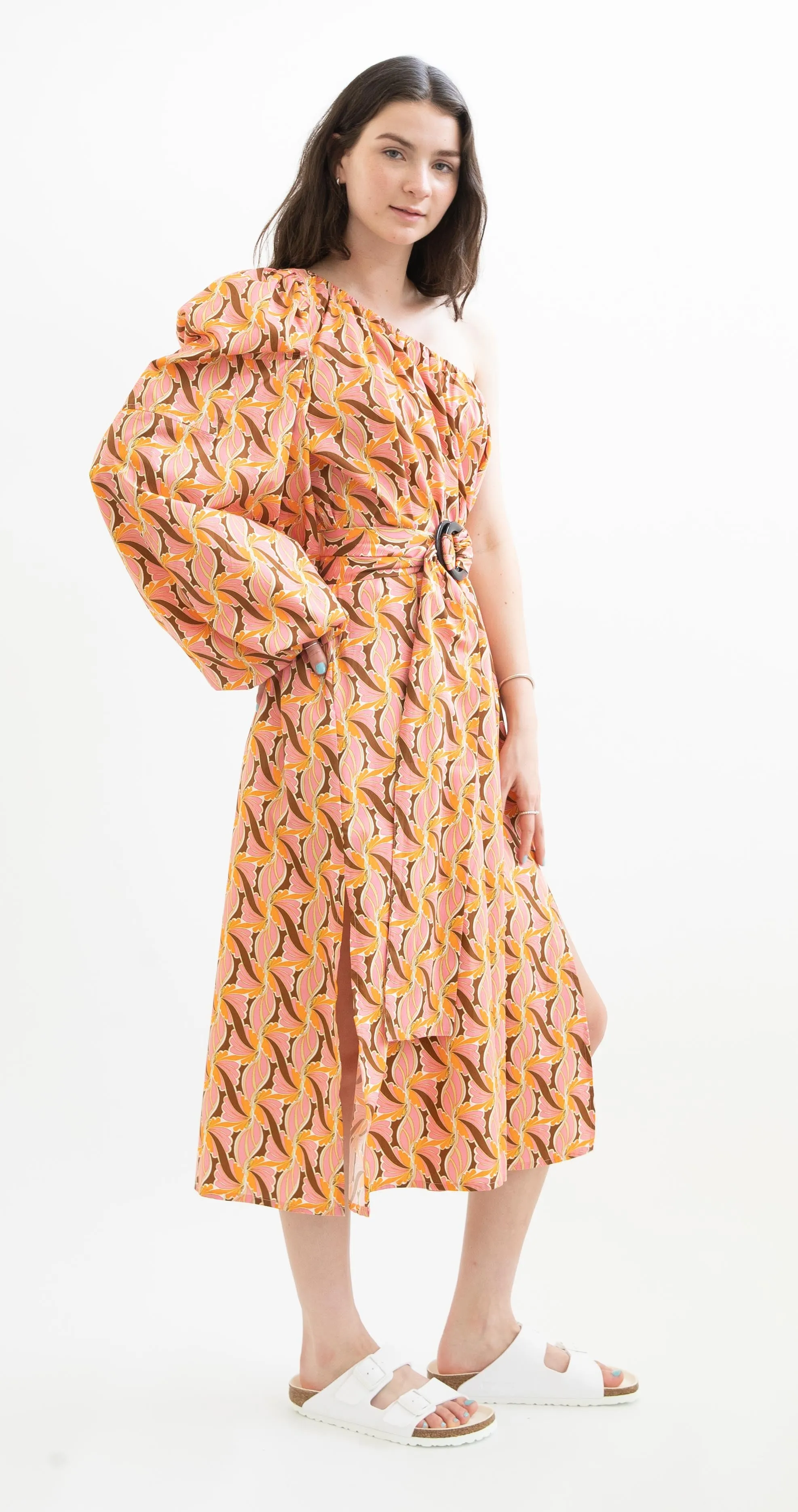 Devotion Twins kourouta Dress in Brown and Pink