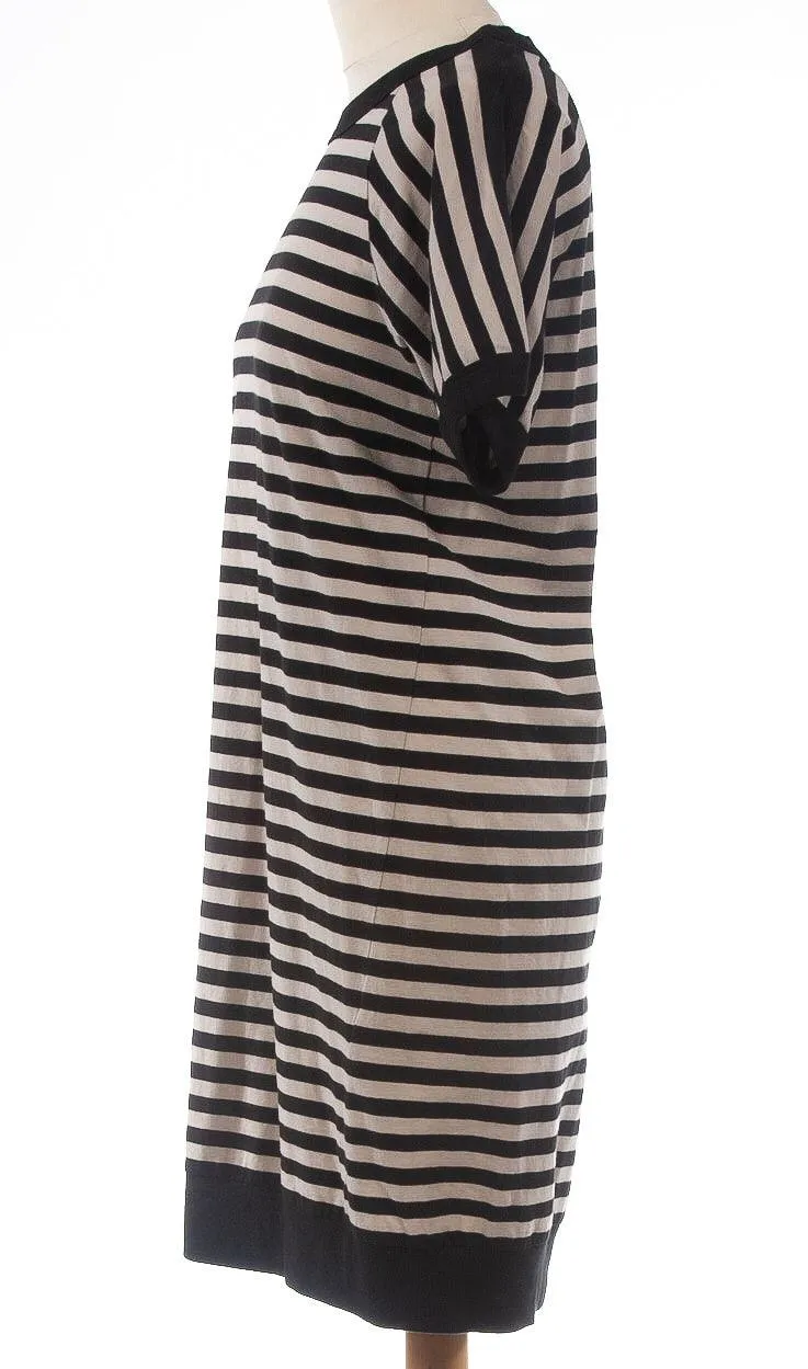 DKNY Black and Cream Striped Cotton Dress Size S (UK 8)