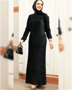 Elegant Cozy Dress in Black Shade فستان أنيق و دافئ باللون الأسود الجميل