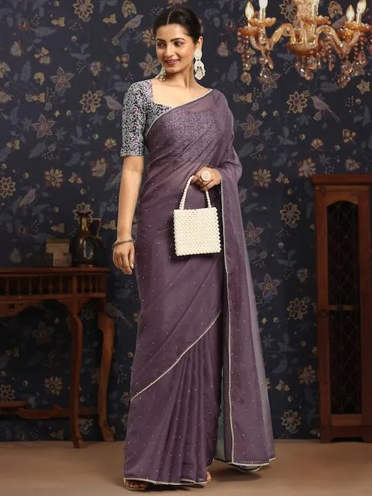 Embellished Mukaish Organza Saree