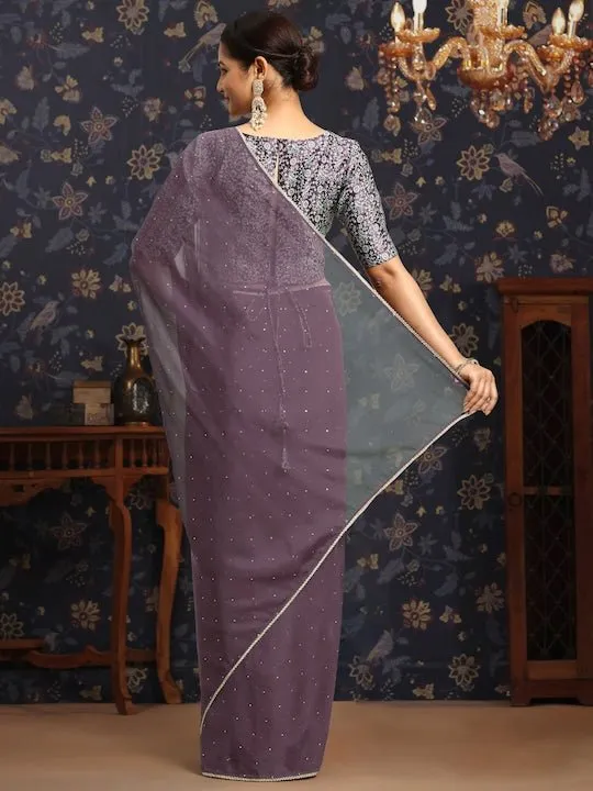 Embellished Mukaish Organza Saree