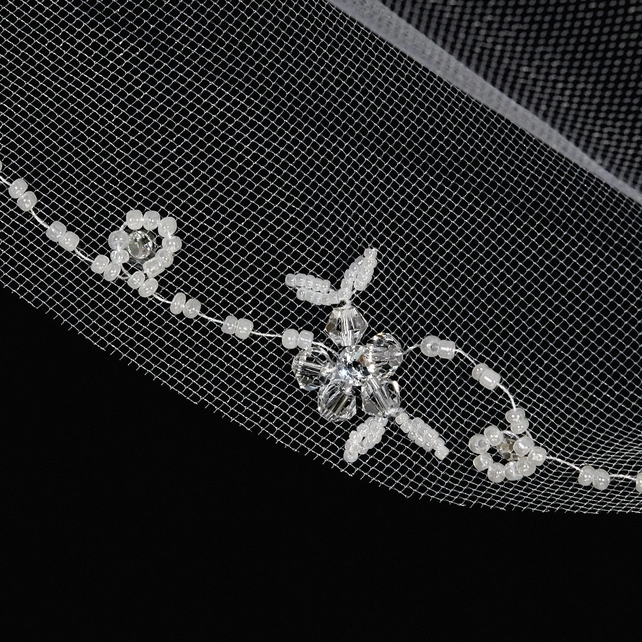 Embroidered Intricate Crystal Veil