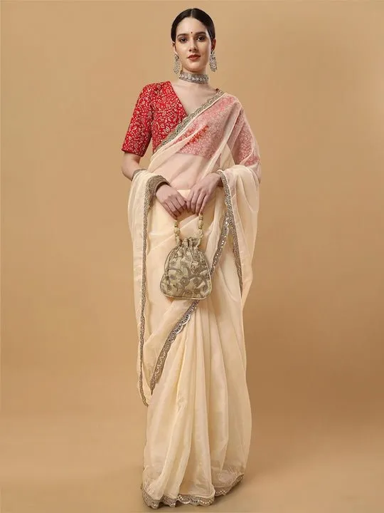 Embroidered Organza Saree