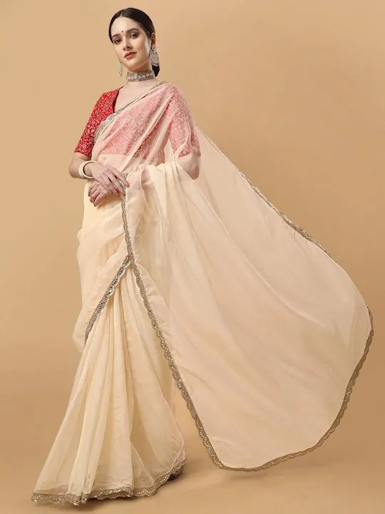 Embroidered Organza Saree