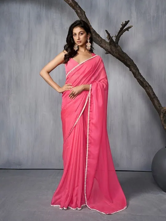 Embroidered Organza Saree