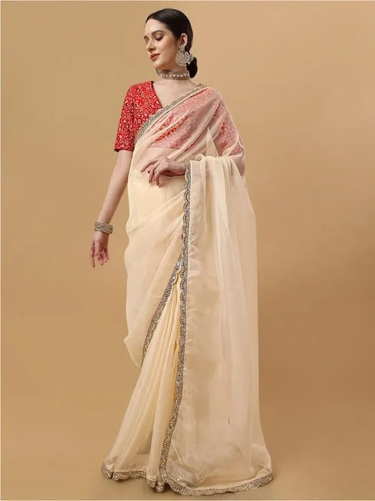 Embroidered Organza Saree