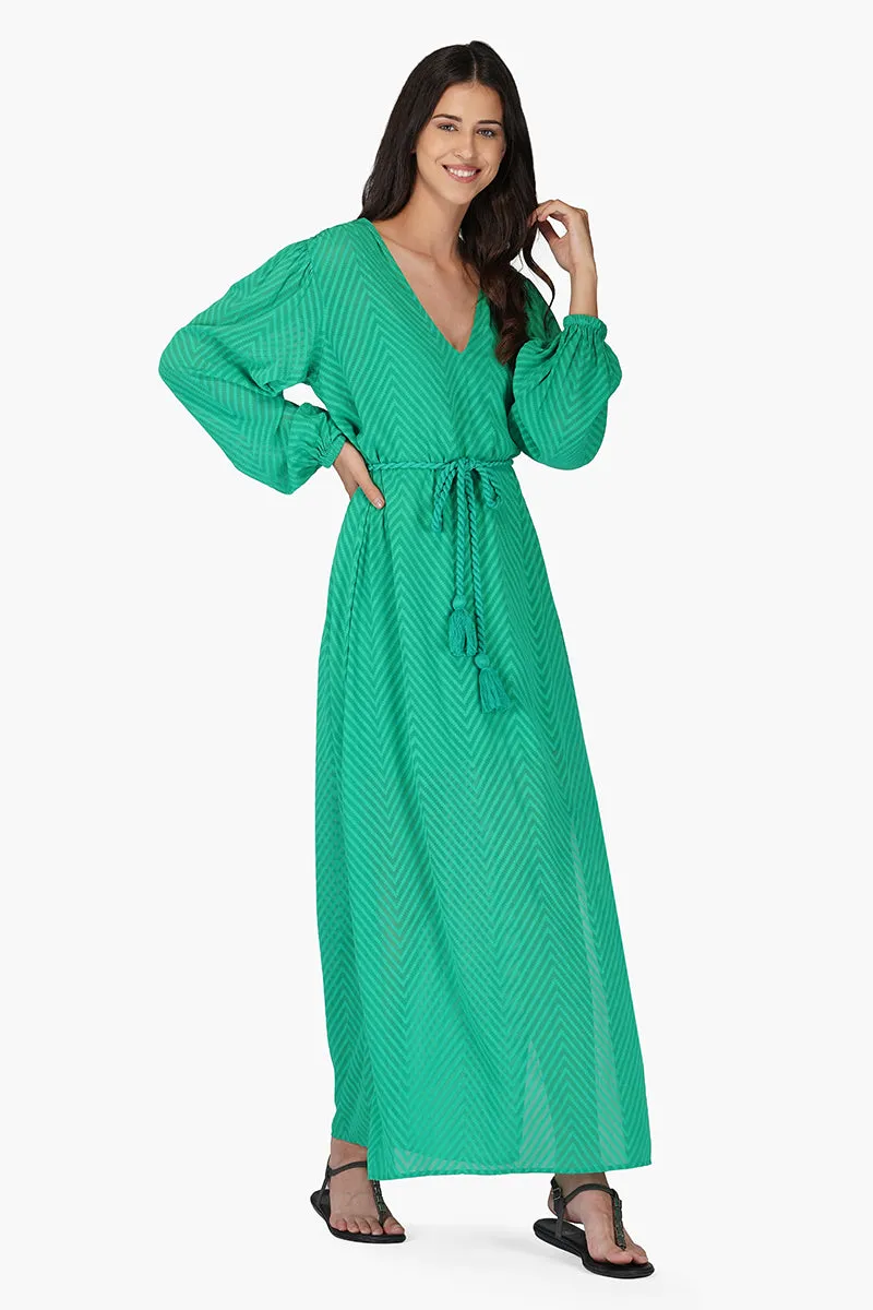 Emerald Chevron Maxi Dress