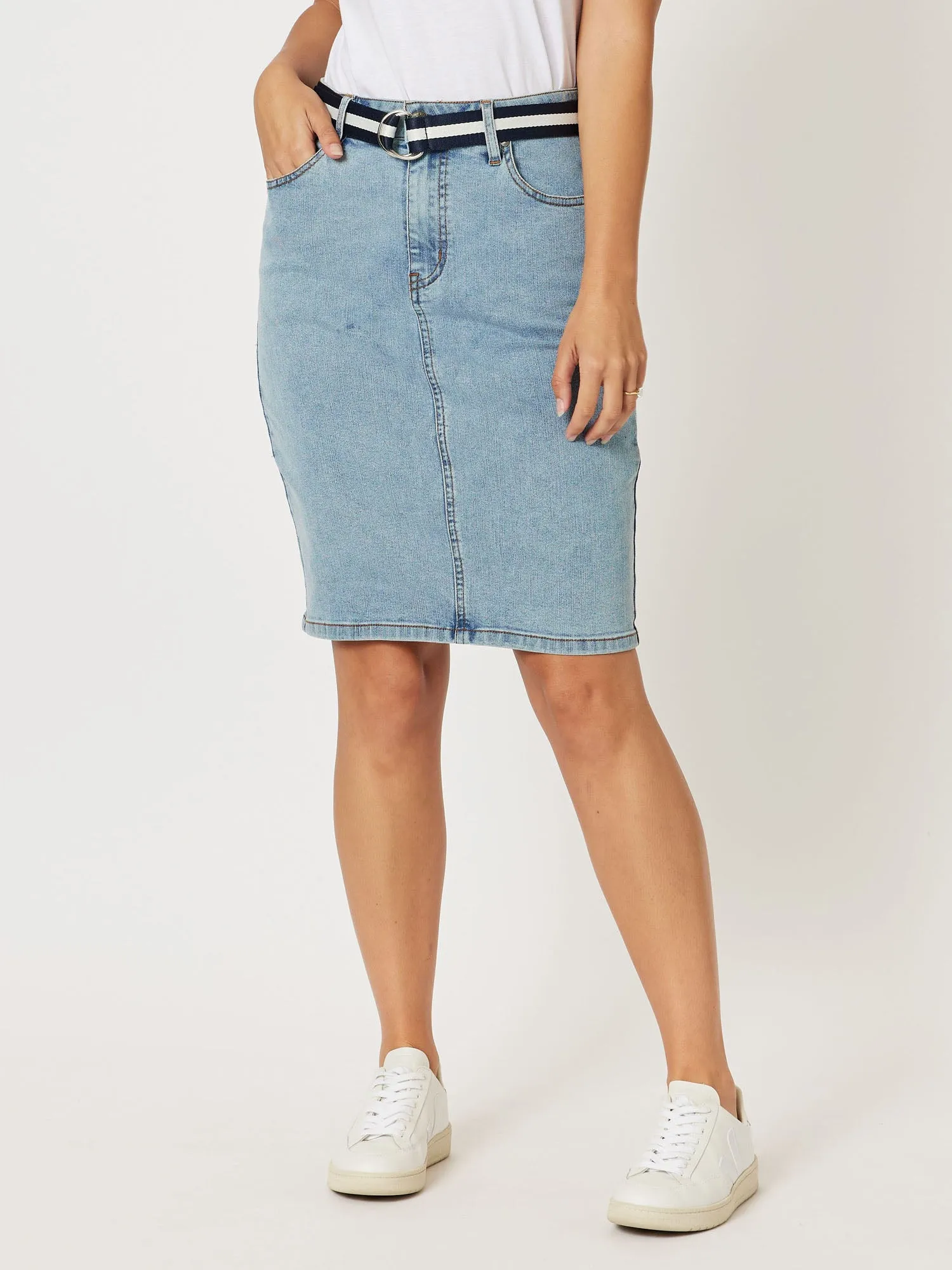 Emily Stretch Denim Jean Skirt - Denim