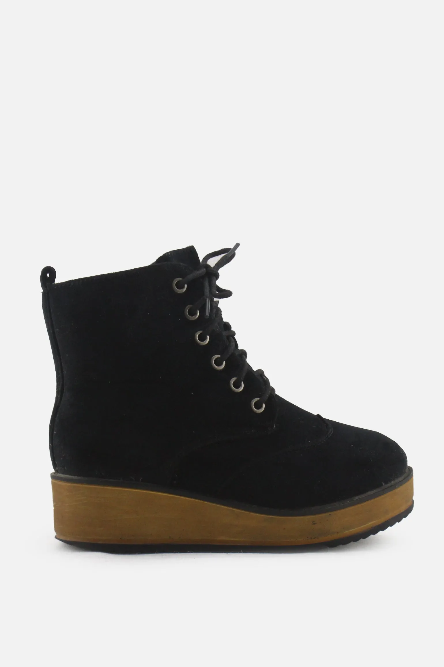 European Brand Zipper Laces Wedges Boots | Suede