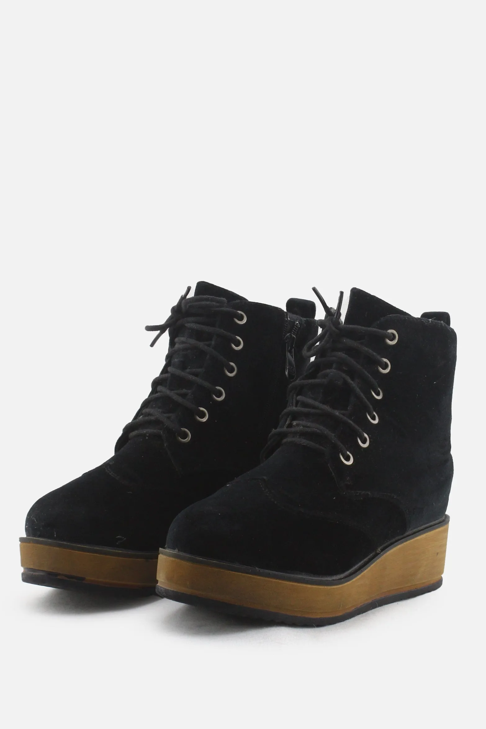 European Brand Zipper Laces Wedges Boots | Suede