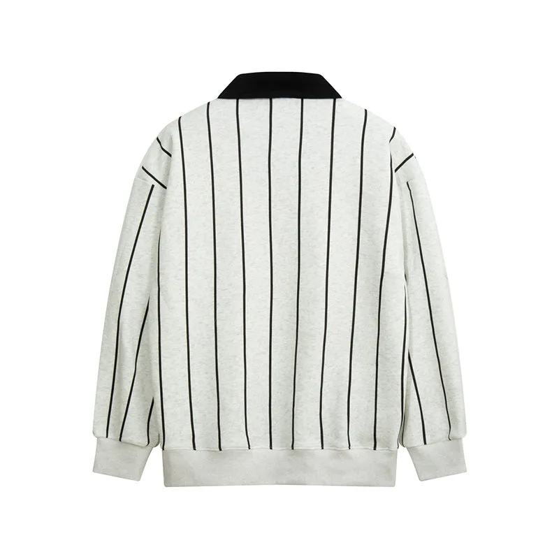 Faire Echo Fleece-Lined Striped Sweatshirt