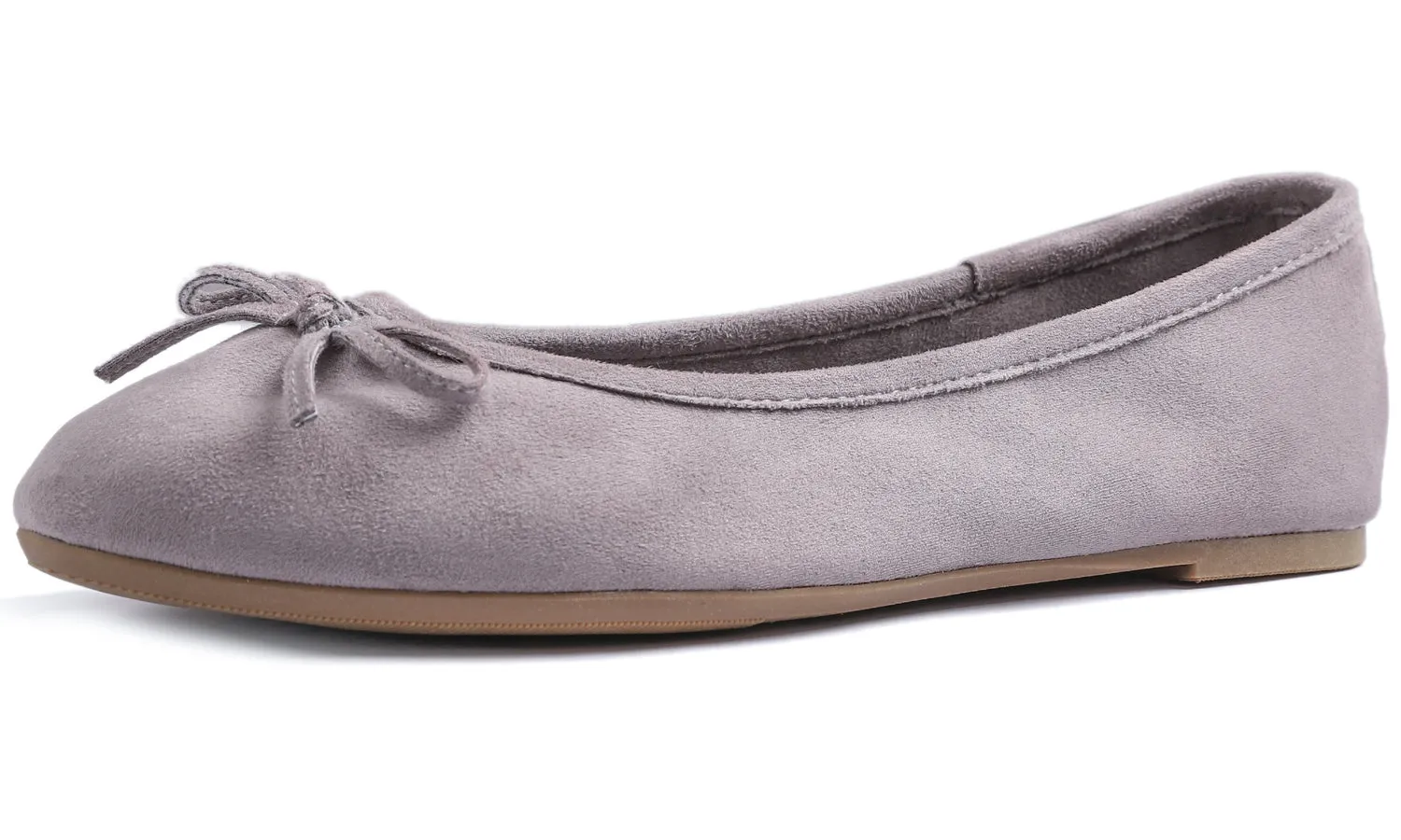 Feversole Women's Macaroon Faux Suede Memory Foam Cushion Insock Soft Ballet Flat Light Grey