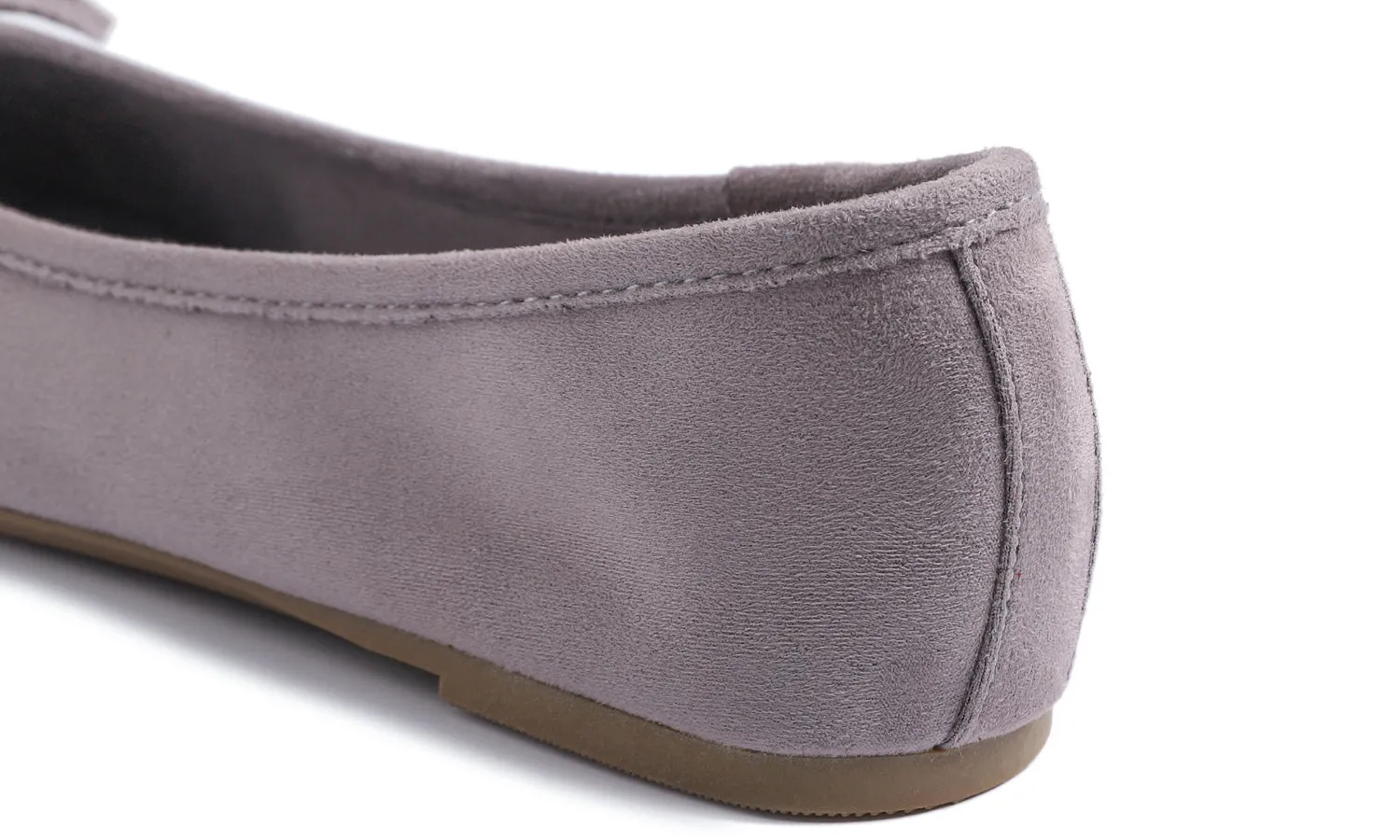 Feversole Women's Macaroon Faux Suede Memory Foam Cushion Insock Soft Ballet Flat Light Grey