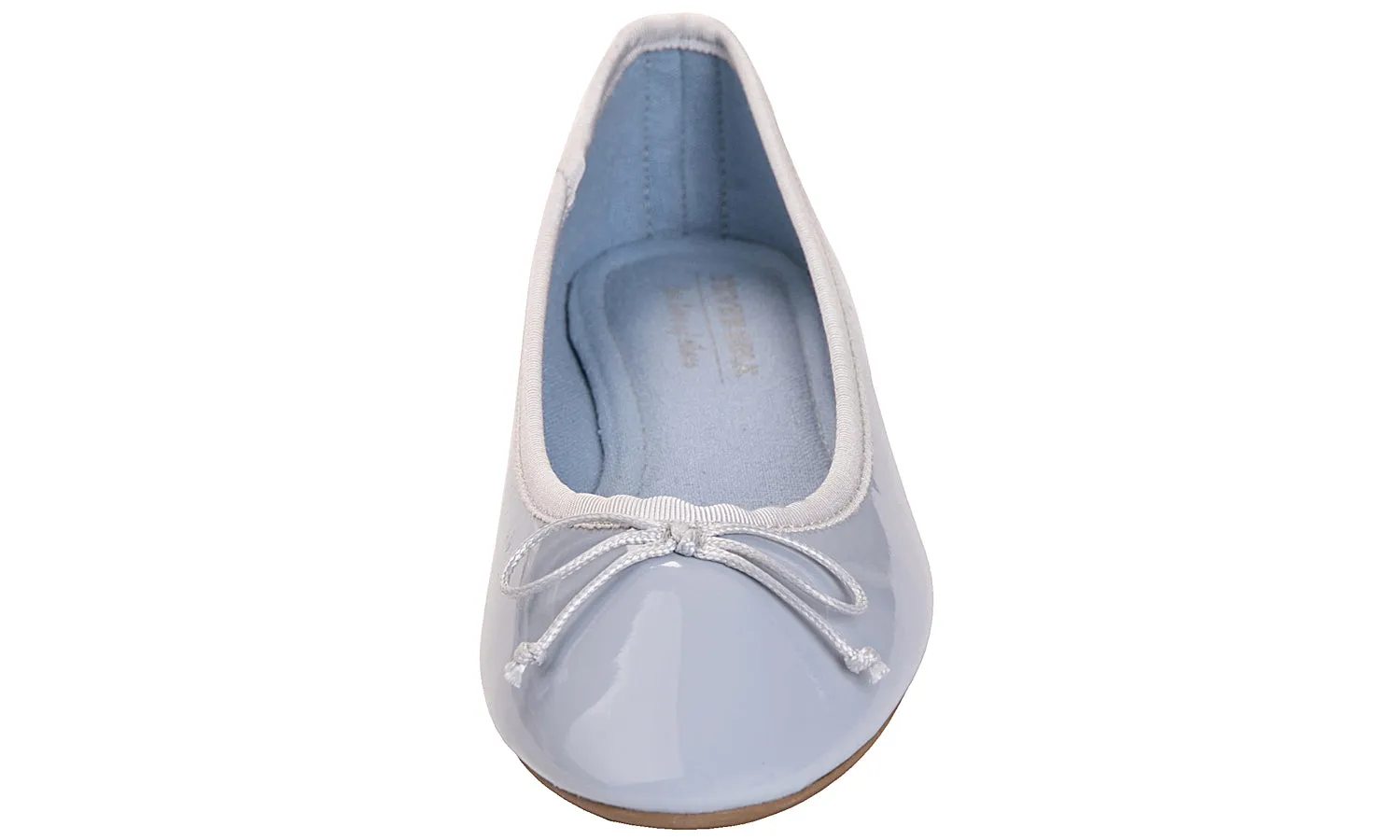 Feversole Women's Macaroon Light Blue Memory Foam Cushion Insock Patent Ballet Flat