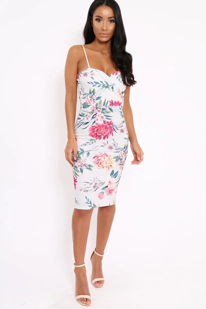 Floral Wrap Front Bodycon Dress - Tiniqua