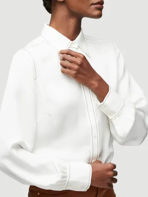 Frame - 70s Contrast Stitch Shirt in Blanc