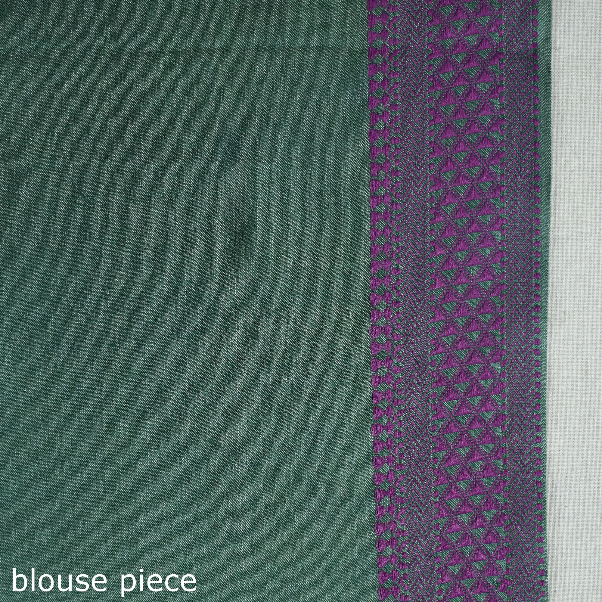 Green - Vidarbha Bamboo Tussar Cotton Dobby Border Handloom Saree 01