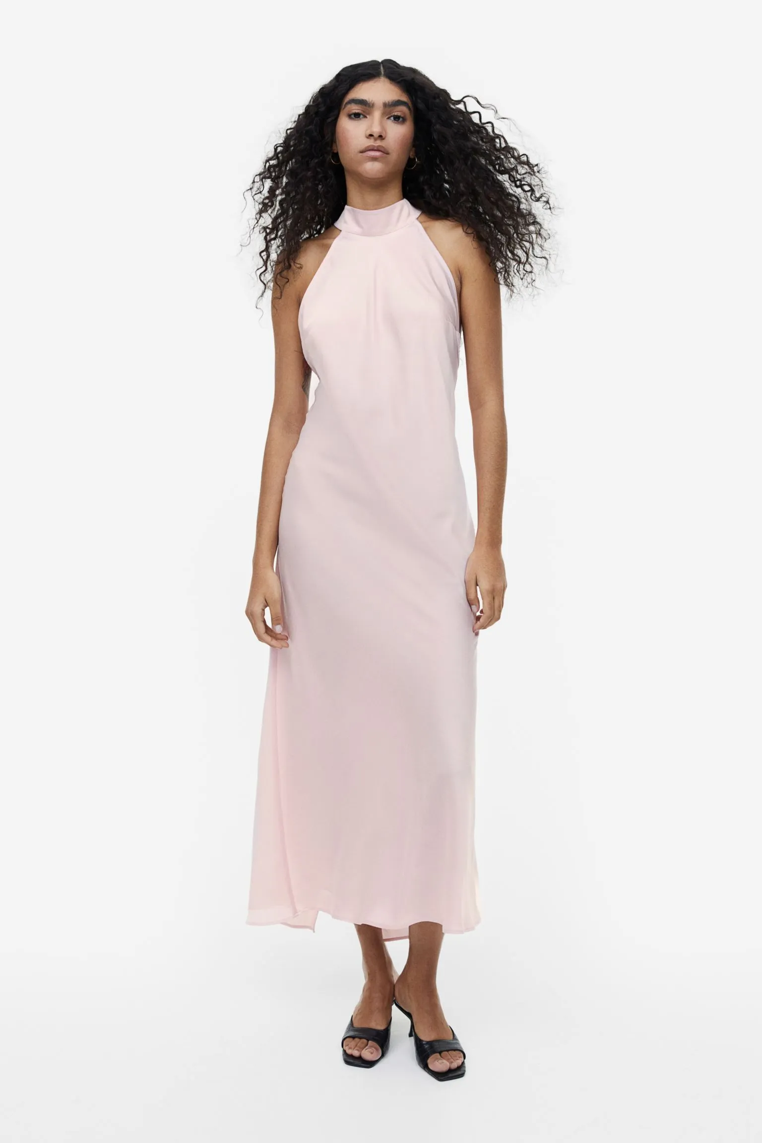 H&M Open-backed Satin dress, light pink