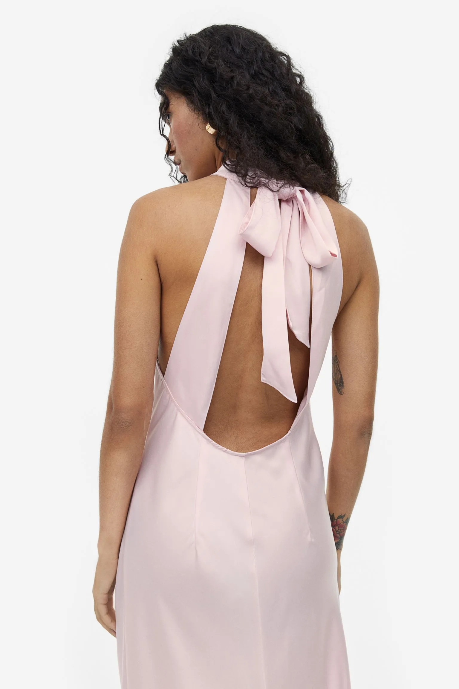 H&M Open-backed Satin dress, light pink