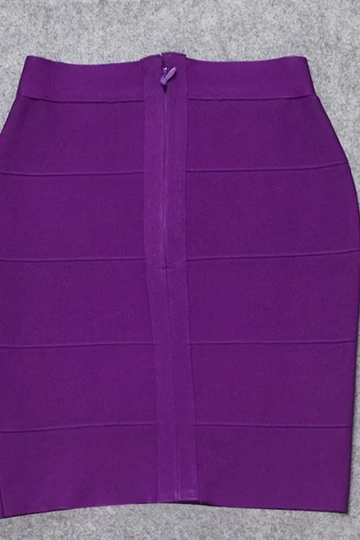 High Waist Bandage Striped Mini Skirt - Plum Purple