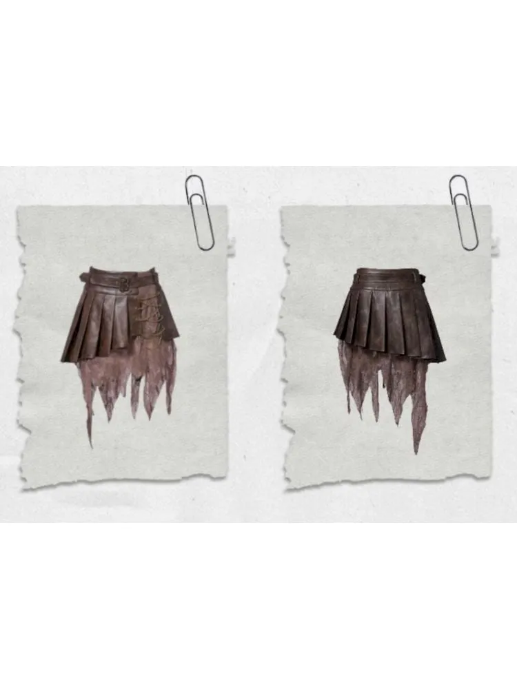 Hippie Spliced Irregular Leather Skirt【s0000007665】