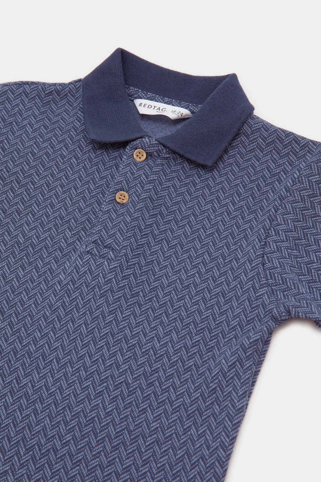 Infant Boys Navy Jacquard Polo Shirt