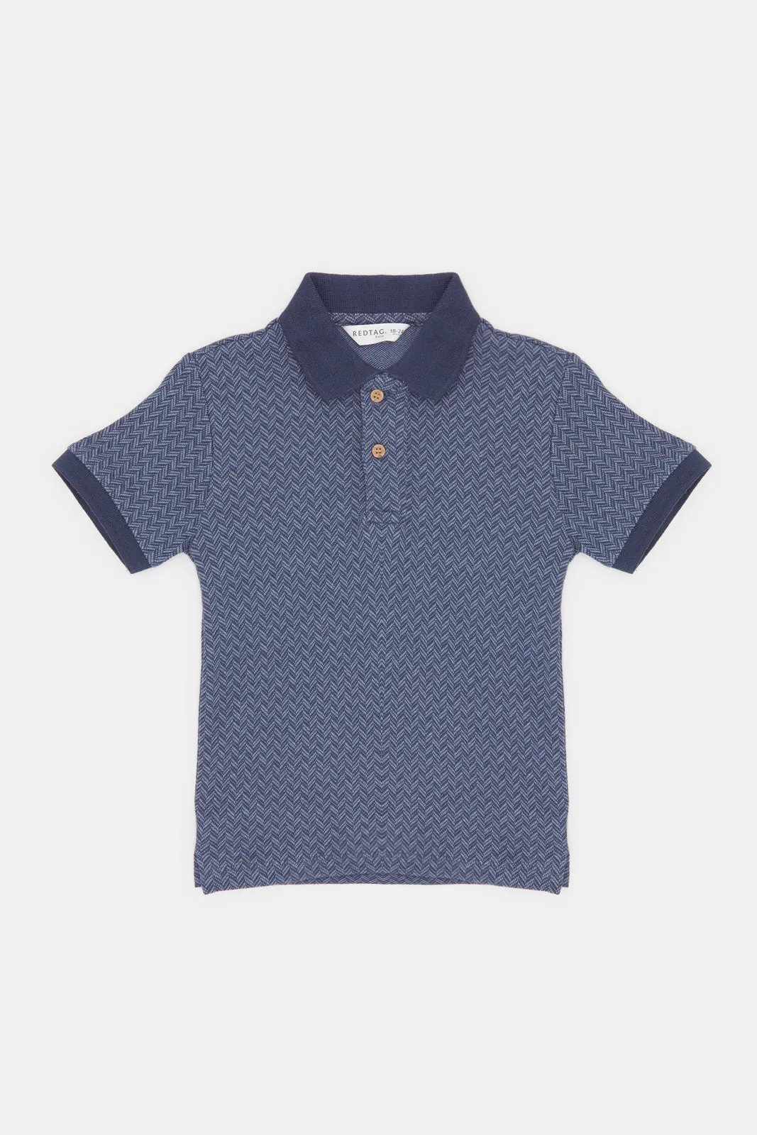 Infant Boys Navy Jacquard Polo Shirt