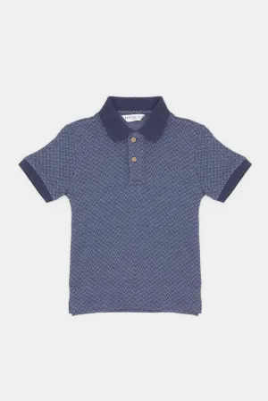 Infant Boys Navy Jacquard Polo Shirt