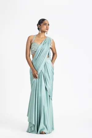 JADE GREEN DRAPED SAREE